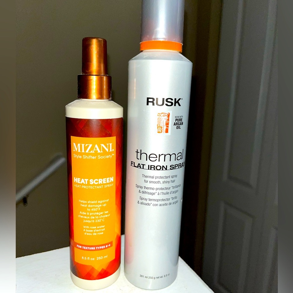 Mizani Heat screen and Rusk Thermal hair heat protection